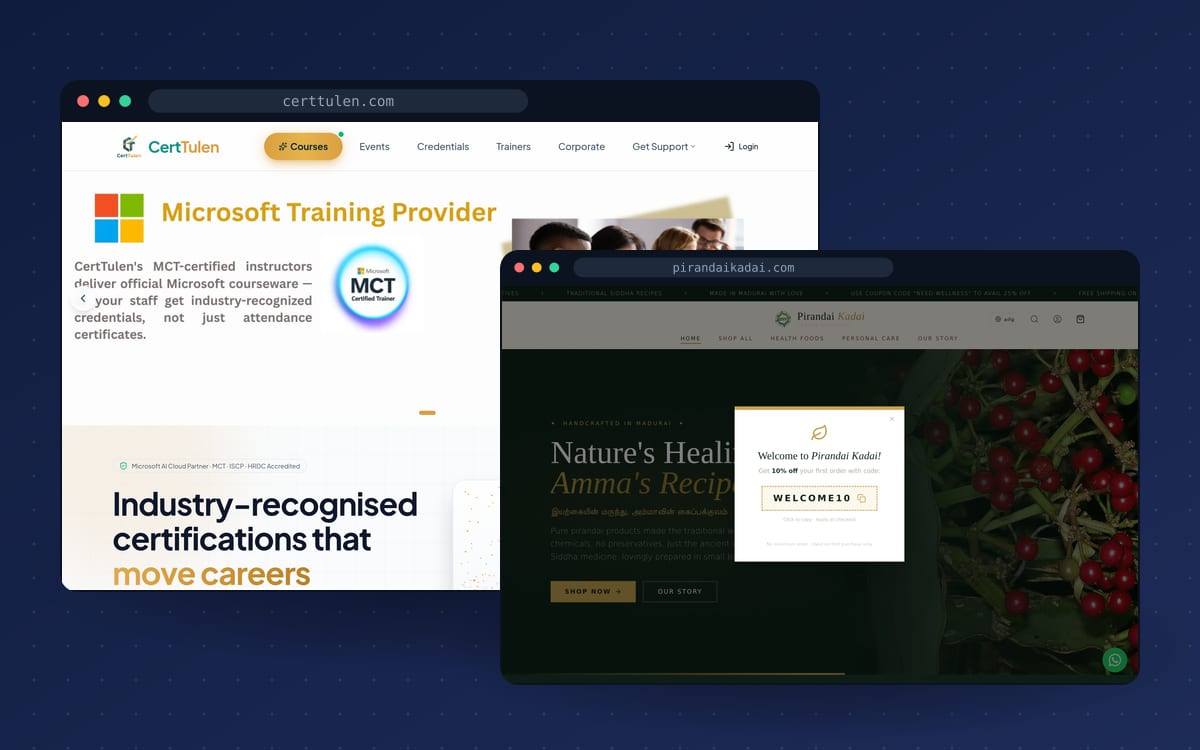 Web development services in Madurai, India: business websites, portals, e-commerce stores and dashboards by VS Tech Builders